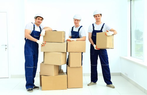 Boxes and furniture prepared for a Holborn moving service
