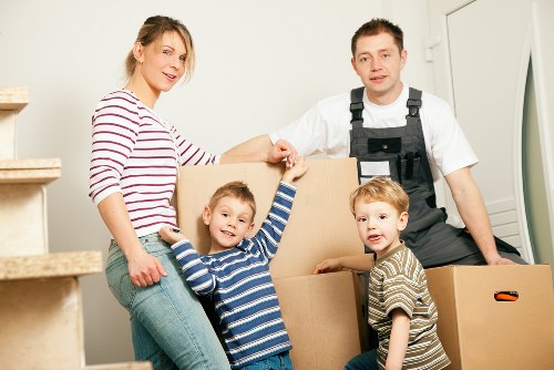 Boxes and wrapped furniture ready for house removals in Holborn apartment
