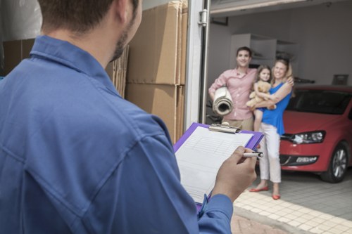 Careful loading of office items for a move in Holborn