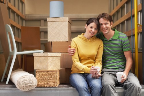Packed boxes and household items ready for transport